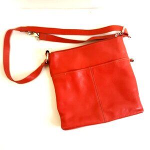 Tignanello Orange Pebble Leather Crossbody Bag Shoulder Purse